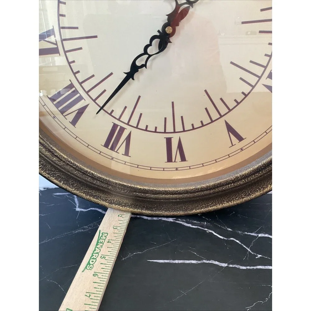 20” Wooden Deep Glass Wall Clock - Antique Style Brown Finish Wall Clock